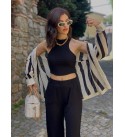siyah krem polo yaka ajurlu hırka