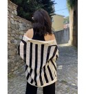 siyah krem polo yaka ajurlu hırka
