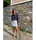 Lacivert Bisiklet Yaka Saç Örgülü Crop Dlvn