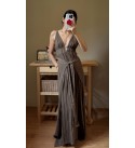 Kahve Kaftan Pamuk Kumas Elbıse 