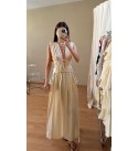 Bej Kaftan Orgu Kusaklı Elbıse