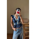 Ithal Patchwork Orjinal Marka Bluz