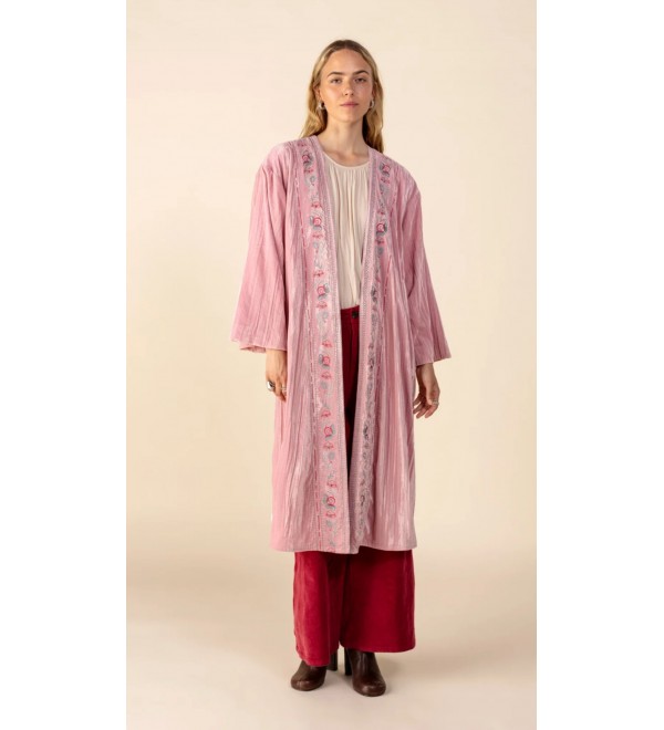 Ithal Pembe Kadıfe Kımono