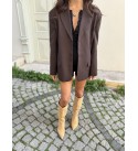 Kahverengı Oversıze Vatkalı Blazer Ceket