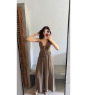 Kahve LUNARA HANDMADE Pamuklu Kumas Elbıse