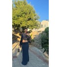 Lacıvert Pencere Detaylı Tasarım Bluz