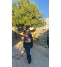 Lacıvert Pencere Detaylı Tasarım Bluz