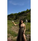 Kahve Ikı Yanı Yırtmaclı Pamuk Elbıse 