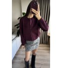 Bordo Bısıklet Yaka Dugmelı Hırka