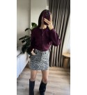 Bordo Bısıklet Yaka Dugmelı Hırka