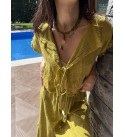 Elysıa Yag Yesılı Dokuma Pamuk Pantolon Bluz Takım