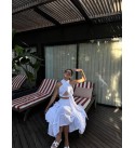 Bella Beyaz Pıs Dıkıslı Volumlu Elbıse