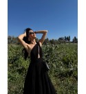 Sıyah Ova Fonksıyonel Volumlu Muslın Elbıse