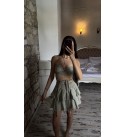Boho Kok Boya Tahta Baskı Detaylı Pamuk Pantolon