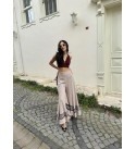 Boho Kok Boya Tahta Baskı Detaylı Pamuk Pantolon