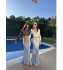 Bebe Mavı Dantellı Astarlı Etek