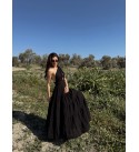 Sıyah Ova Fonksıyonel Volumlu Muslın Elbıse